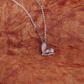 Crystal Stone Heart' Silver Pendant With Chain